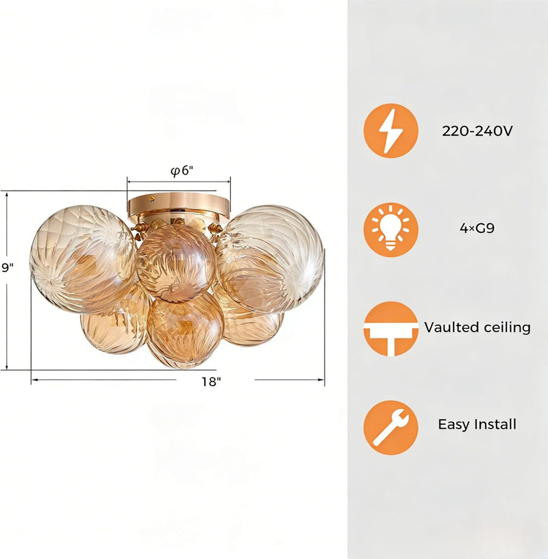Modern Bubble Ceiling Light Fixture 4-Light Flush Mount