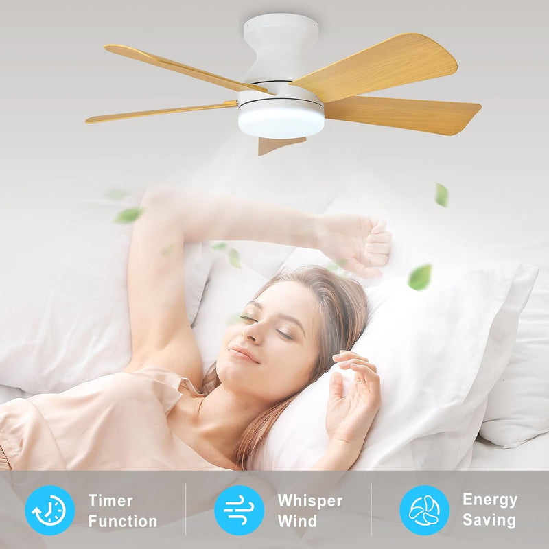 Modern Ceiling Fan with Light: 35-Inch Small Fans