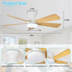 Modern Ceiling Fan with Light: 35-Inch Small Fans