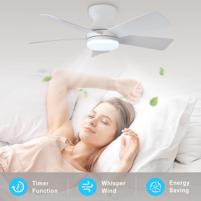 Modern Ceiling Fan with Light: 35-Inch Small Fans