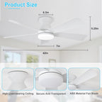 Modern Ceiling Fan with Light: 35-Inch Small Fans