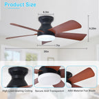 Modern Ceiling Fan with Light: 35-Inch Small Fans