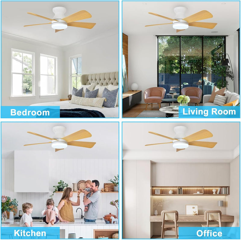 Modern Ceiling Fan with Light: 35-Inch Small Fans