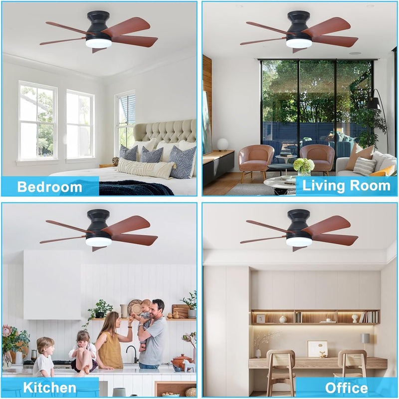 Modern Ceiling Fan with Light: 35-Inch Small Fans