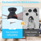 Modern Ceiling Fan with Light: 35-Inch Small Fans