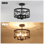 Modern Ceiling Light 4-Light Semi Flush Drum Shade