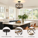 Modern Ceiling Light 4-Light Semi Flush Drum Shade