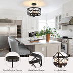 Modern Ceiling Light 4-Light Semi Flush Drum Shade