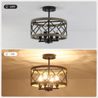Modern Ceiling Light 4-Light Semi Flush Drum Shade