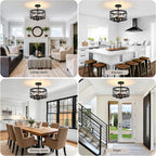 Modern Ceiling Light 4-Light Semi Flush Drum Shade