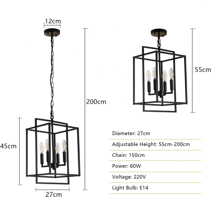 Modern Chandelier 4-Light Farmhouse Rustic Chandeliers