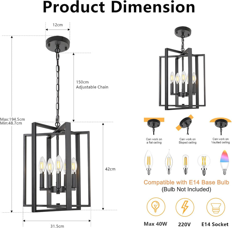 Modern Chandelier 4-Light Farmhouse Rustic Chandeliers