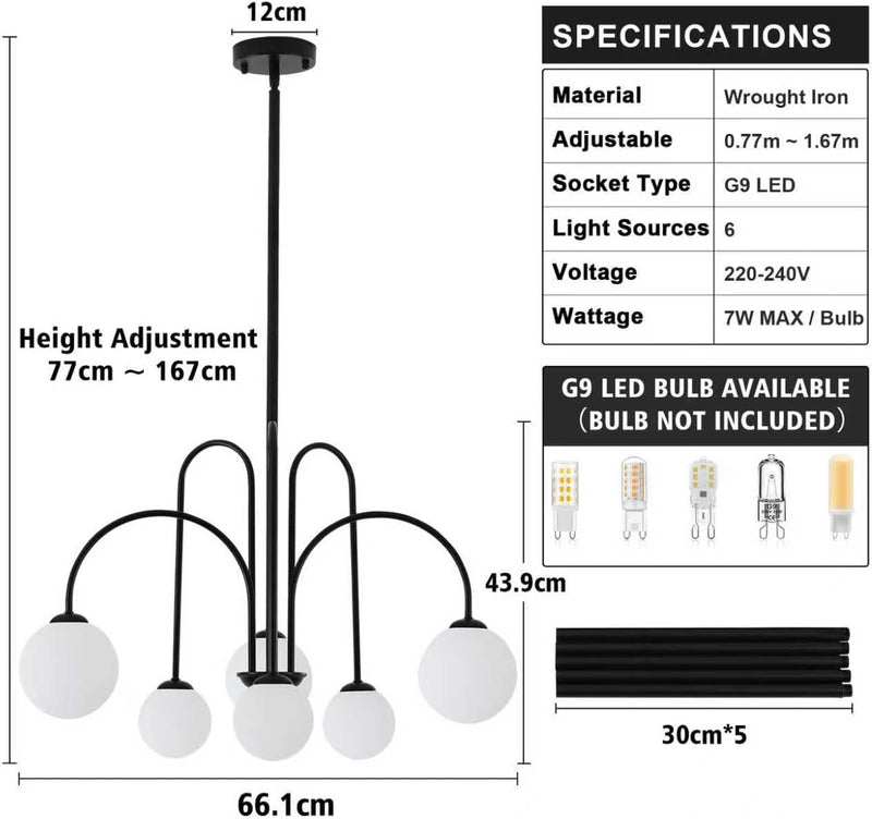 Modern Chandelier Ceiling Lights Living Room 6 Pendant