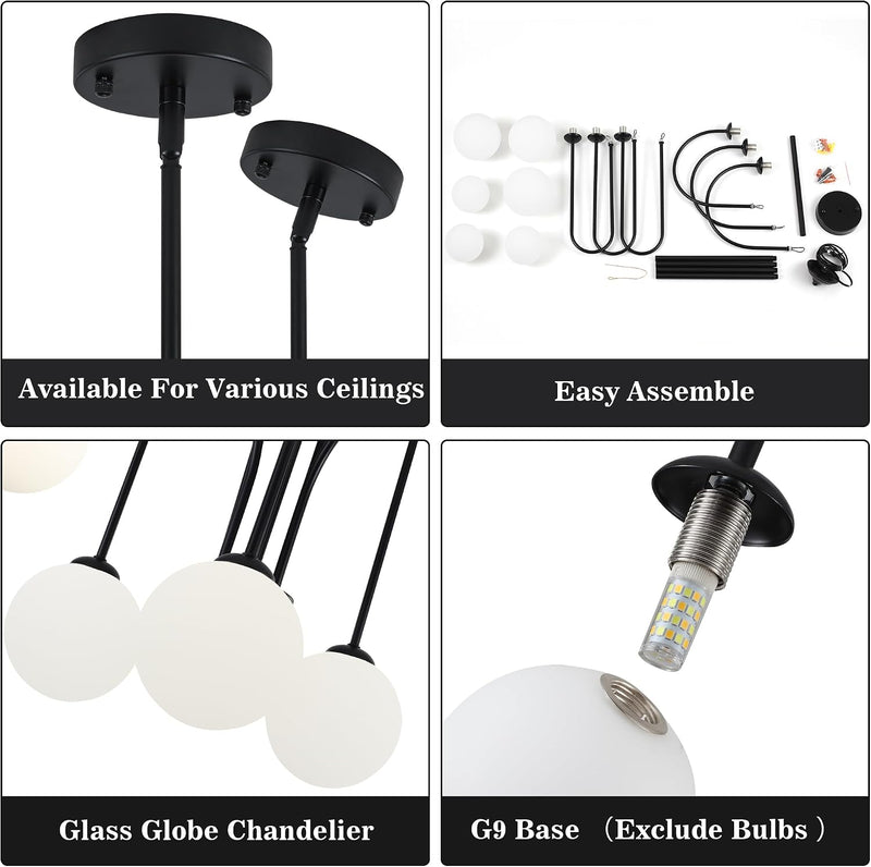 Modern Chandelier Ceiling Lights Living Room 6 Pendant