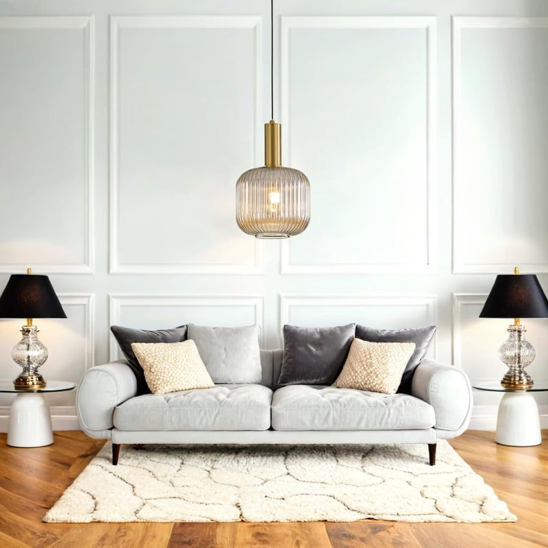 Modern Chandelier Copper Pendant Socket with Amber Glass