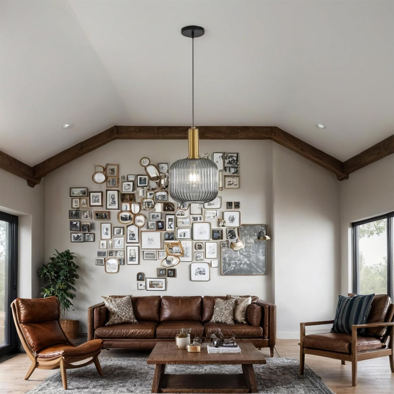 Modern Chandelier Copper Pendant Socket with Amber Glass