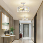 Modern Chandeliers Ceiling Light Fixture 4-Lights Round Crystal