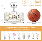 Modern Chandeliers Ceiling Light Fixture 4-Lights Round Crystal