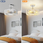 Modern Chandeliers Ceiling Light Fixture 4-Lights Round Crystal