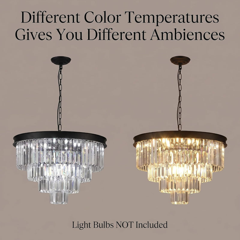 Modern Contemporary K9 Crystal Chandelier Pendant Light 3-Tier