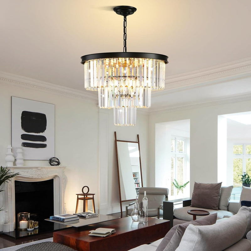 Modern Contemporary K9 Crystal Chandelier Pendant Light 3-Tier