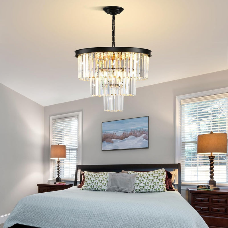 Modern Contemporary K9 Crystal Chandelier Pendant Light 3-Tier