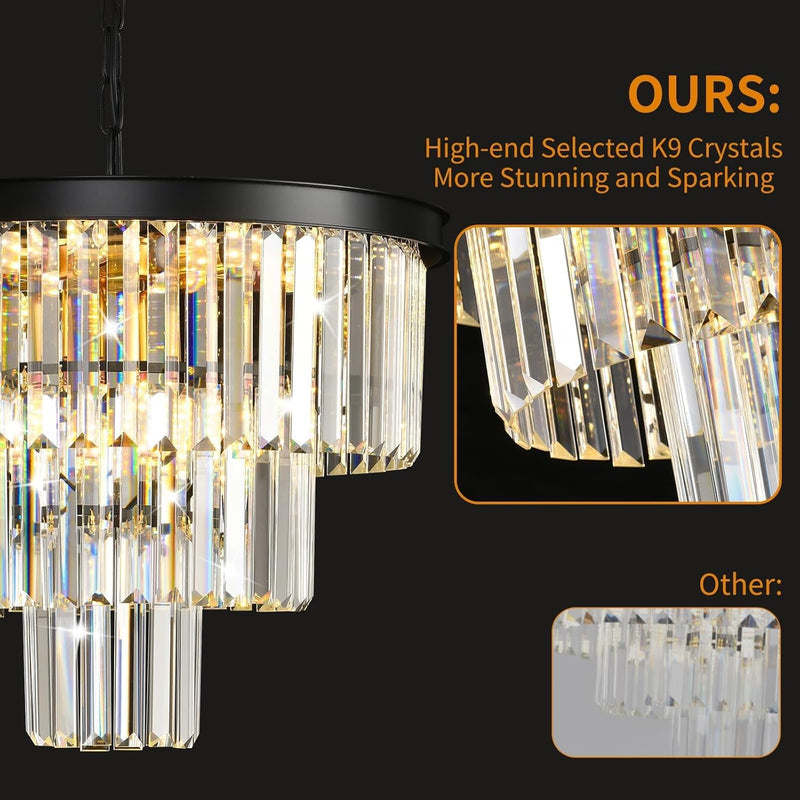 Modern Contemporary K9 Crystal Chandelier Pendant Light 3-Tier