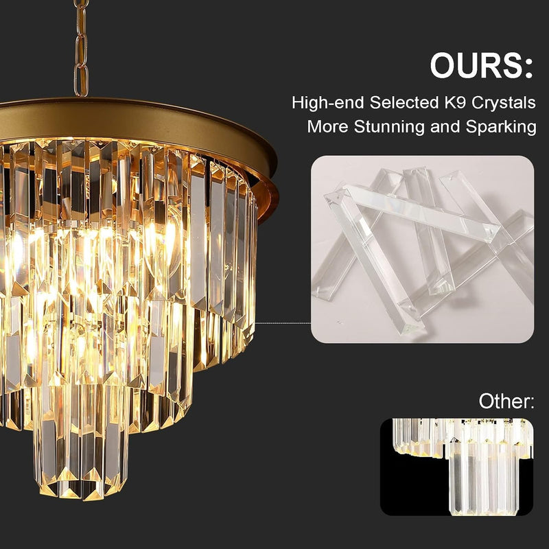 Modern Contemporary K9 Crystal Chandelier Pendant Light 3-Tier