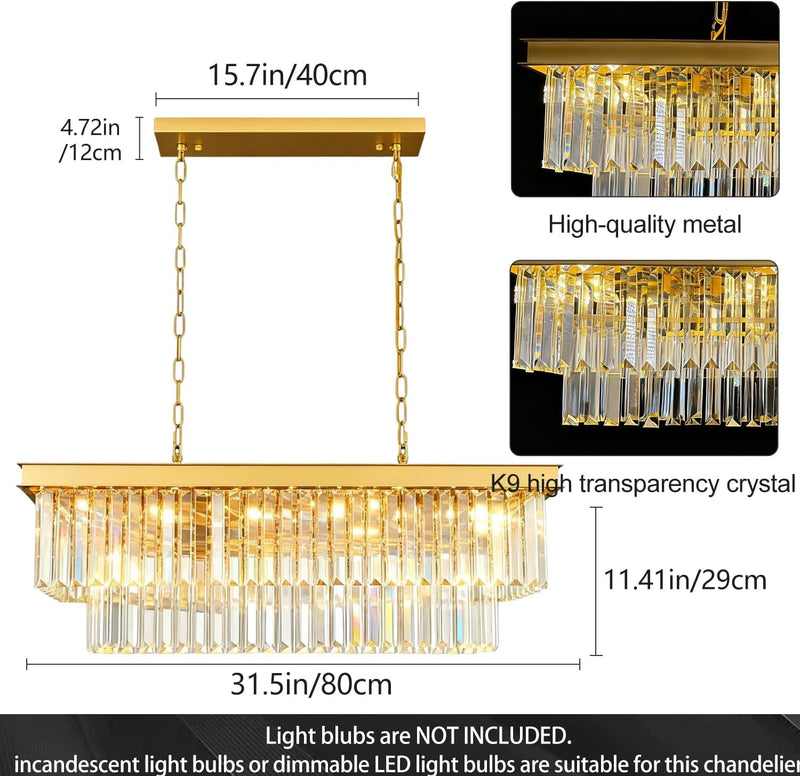 Modern Contemporary K9 Crystal Chandelier Pendant Light 3-Tier