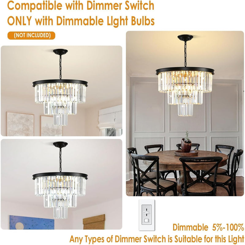 Modern Contemporary K9 Crystal Chandelier Pendant Light 3-Tier