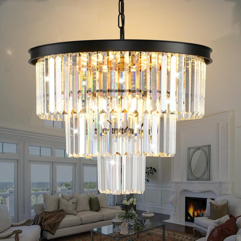 Modern Contemporary K9 Crystal Chandelier Pendant Light 3-Tier