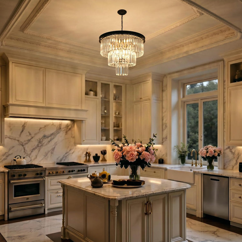 Modern Contemporary K9 Crystal Chandelier Pendant Light 3-Tier