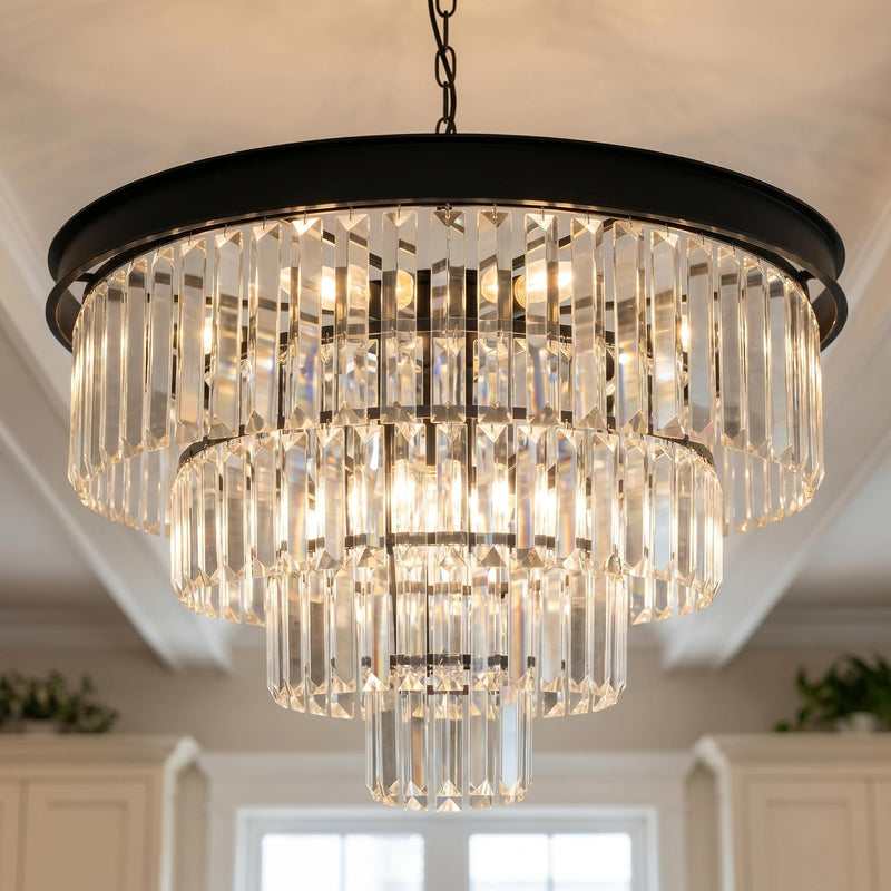 Modern Contemporary K9 Crystal Chandelier Pendant Light 3-Tier
