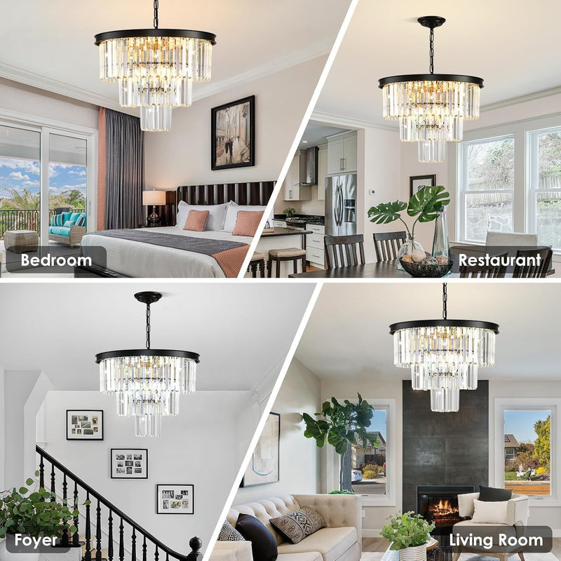 Modern Contemporary K9 Crystal Chandelier Pendant Light 3-Tier
