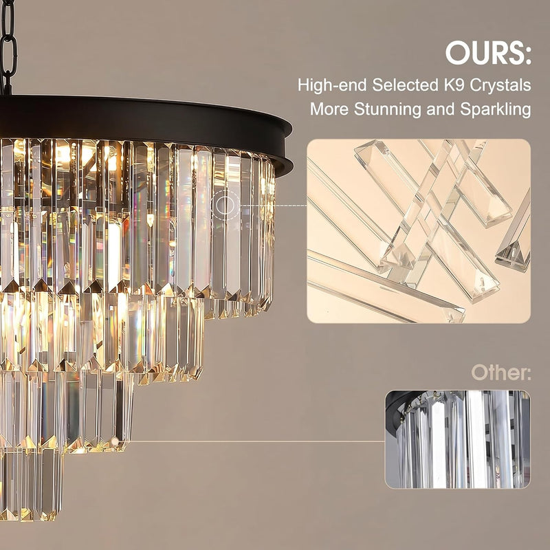 Modern Contemporary K9 Crystal Chandelier Pendant Light 3-Tier