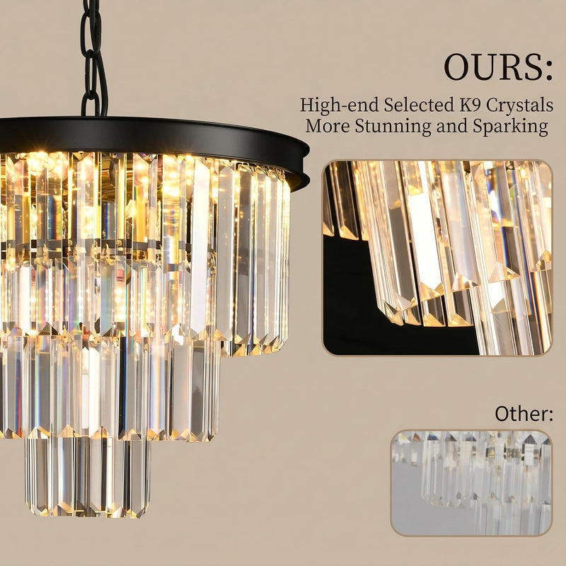 Modern Contemporary K9 Crystal Chandelier Pendant Light 3-Tier