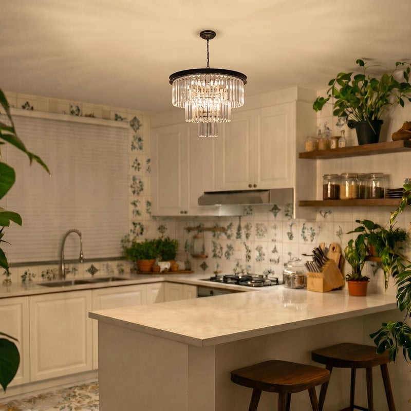 Modern Contemporary K9 Crystal Chandelier Pendant Light 3-Tier