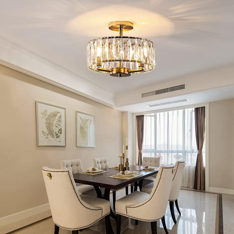 Modern Crystal Ceiling Light Semi Flush Mount Chandelier