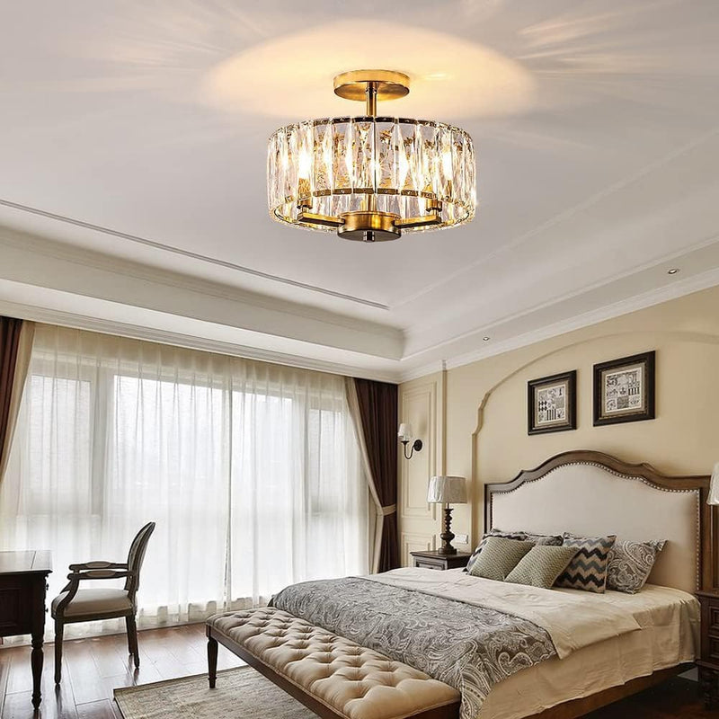 Modern Crystal Ceiling Light Semi Flush Mount Chandelier