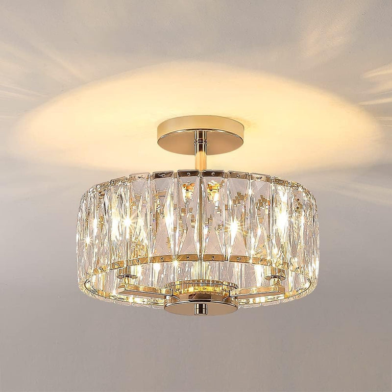 Modern Crystal Ceiling Light Semi Flush Mount Chandelier
