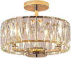 Modern Crystal Ceiling Light Semi Flush Mount Chandelier