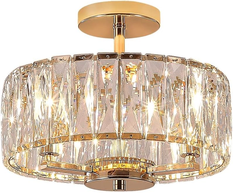 Modern Crystal Ceiling Light Semi Flush Mount Chandelier