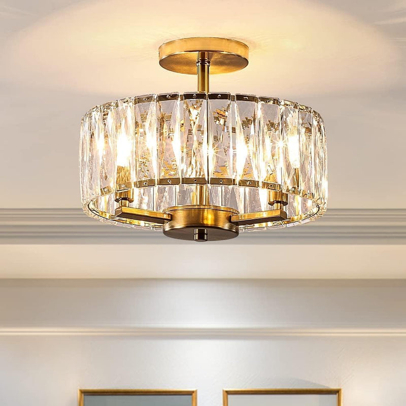 Modern Crystal Ceiling Light Semi Flush Mount Chandelier