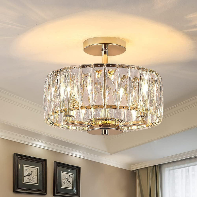 Modern Crystal Ceiling Light Semi Flush Mount Chandelier