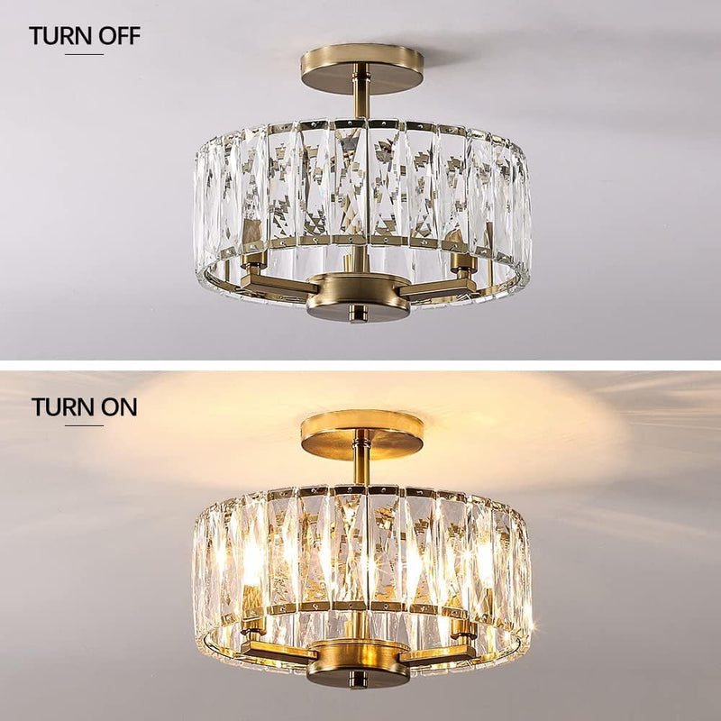Modern Crystal Ceiling Light Semi Flush Mount Chandelier