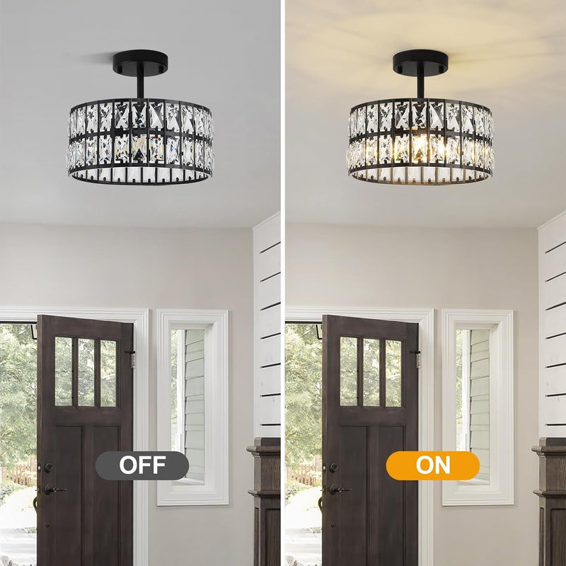 Modern Crystal Ceiling Light Semi Flush Mount Chandelier