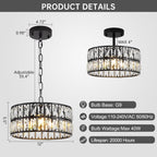 Modern Crystal Ceiling Light Semi Flush Mount Chandelier