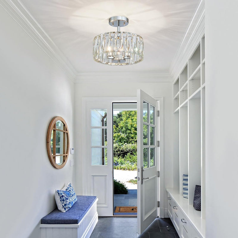 Modern Crystal Ceiling Light Semi Flush Mount Chandelier