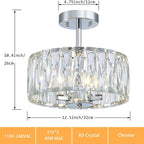 Modern Crystal Ceiling Light Semi Flush Mount Chandelier