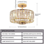 Modern Crystal Ceiling Light Semi Flush Mount Chandelier